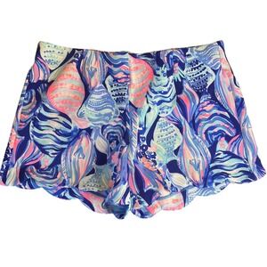 Lilly Pulitzer Adelia Scuba Shorts with Scallop Hem in "Reel Life" print Size S